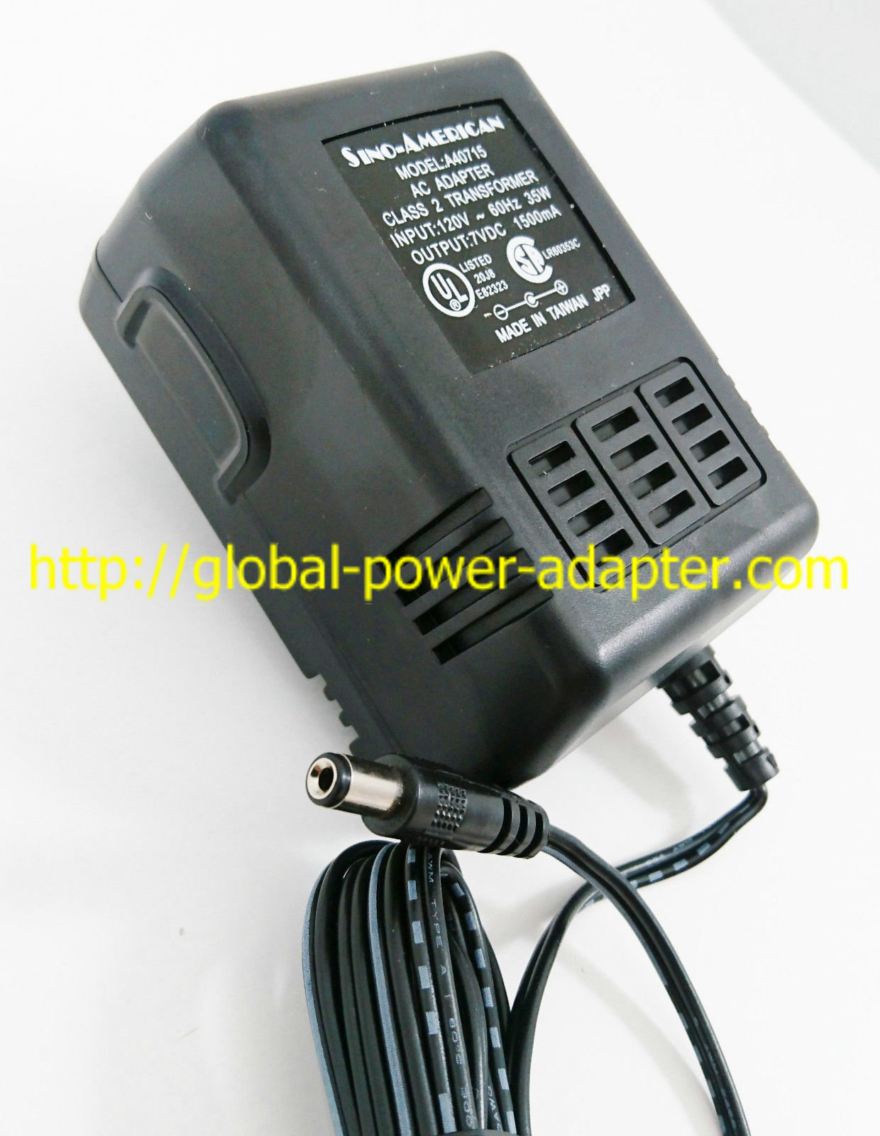 Brand new SINO-AMERICAN 7V 1500mA (1.5 Amp) A40715 Class 2 Transformer Power Supply Power Adapter